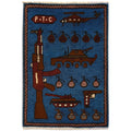 Afghan War Decor AK-47 Rug 2.8x1.9 ft