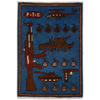 Afghan War Decor AK-47 Rug 2.8x1.9 ft