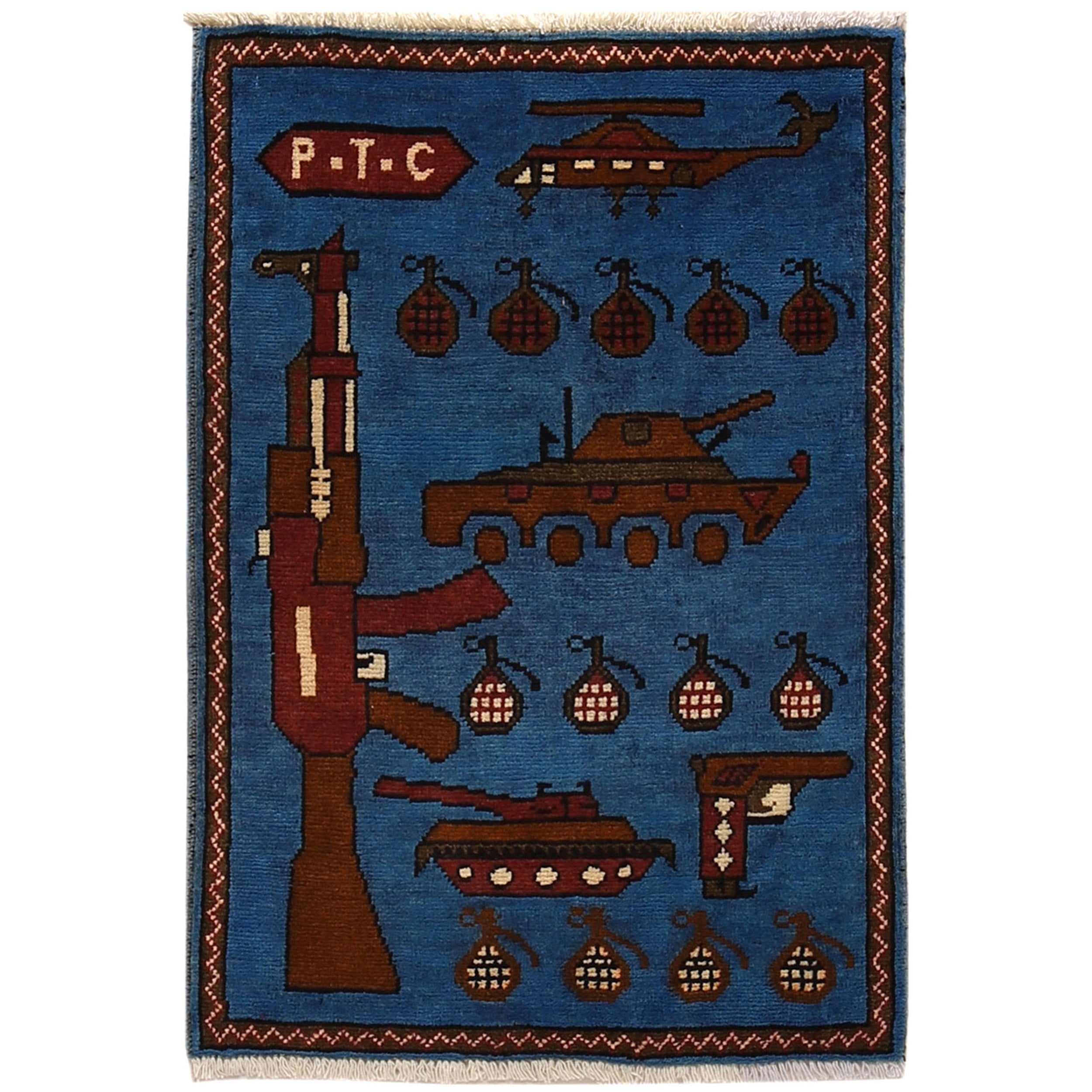 Afghan War Decor AK-47 Rug 2.8x1.9 ft