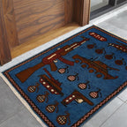 Afghan War Decor AK-47 Rug 2.8x1.9 ft