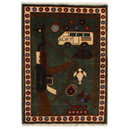 Authentic Afghan Hand AK-47 Rug 2.9x1.9 ft