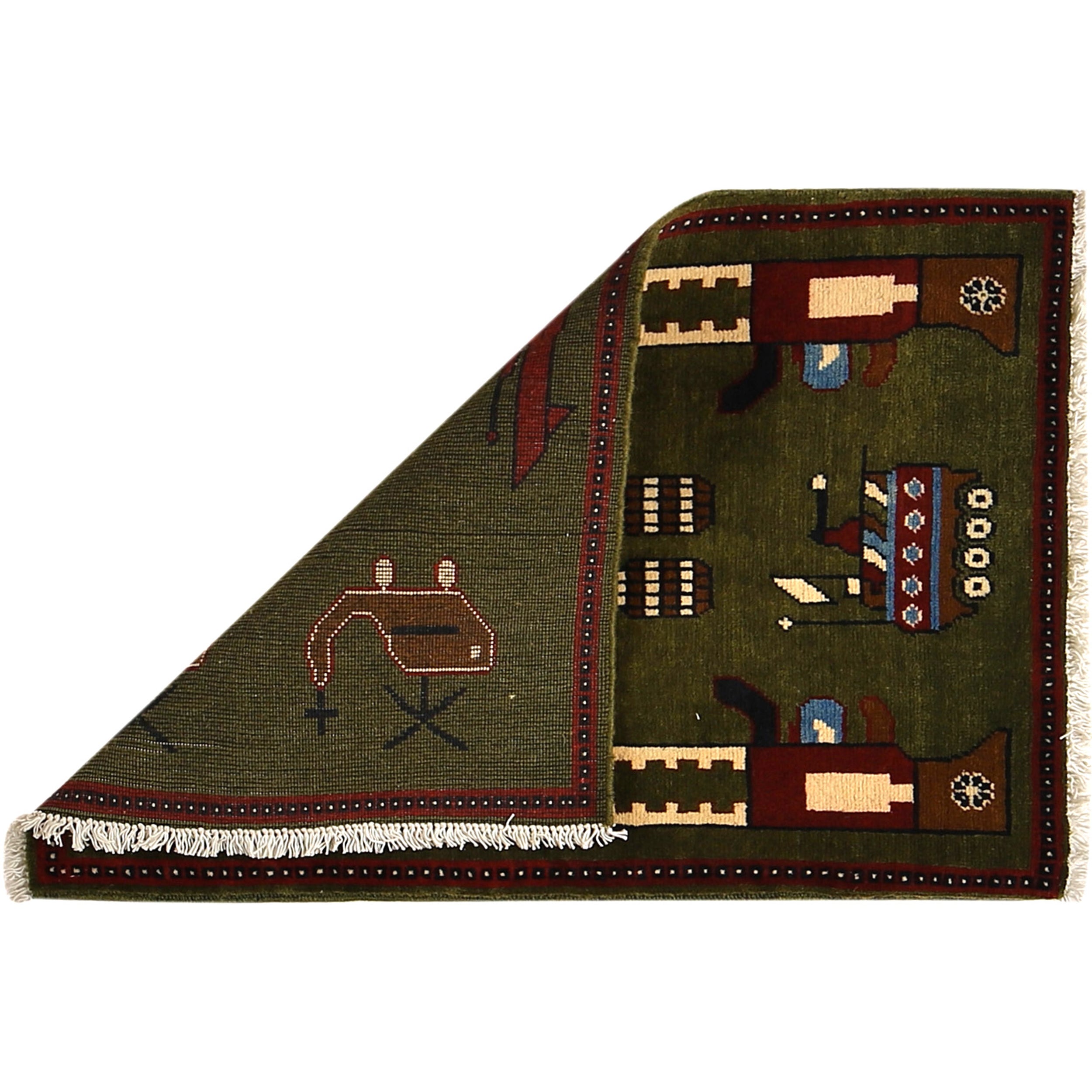 Afghan War Weaving Weapons Carpet 2.9x1.9 ft