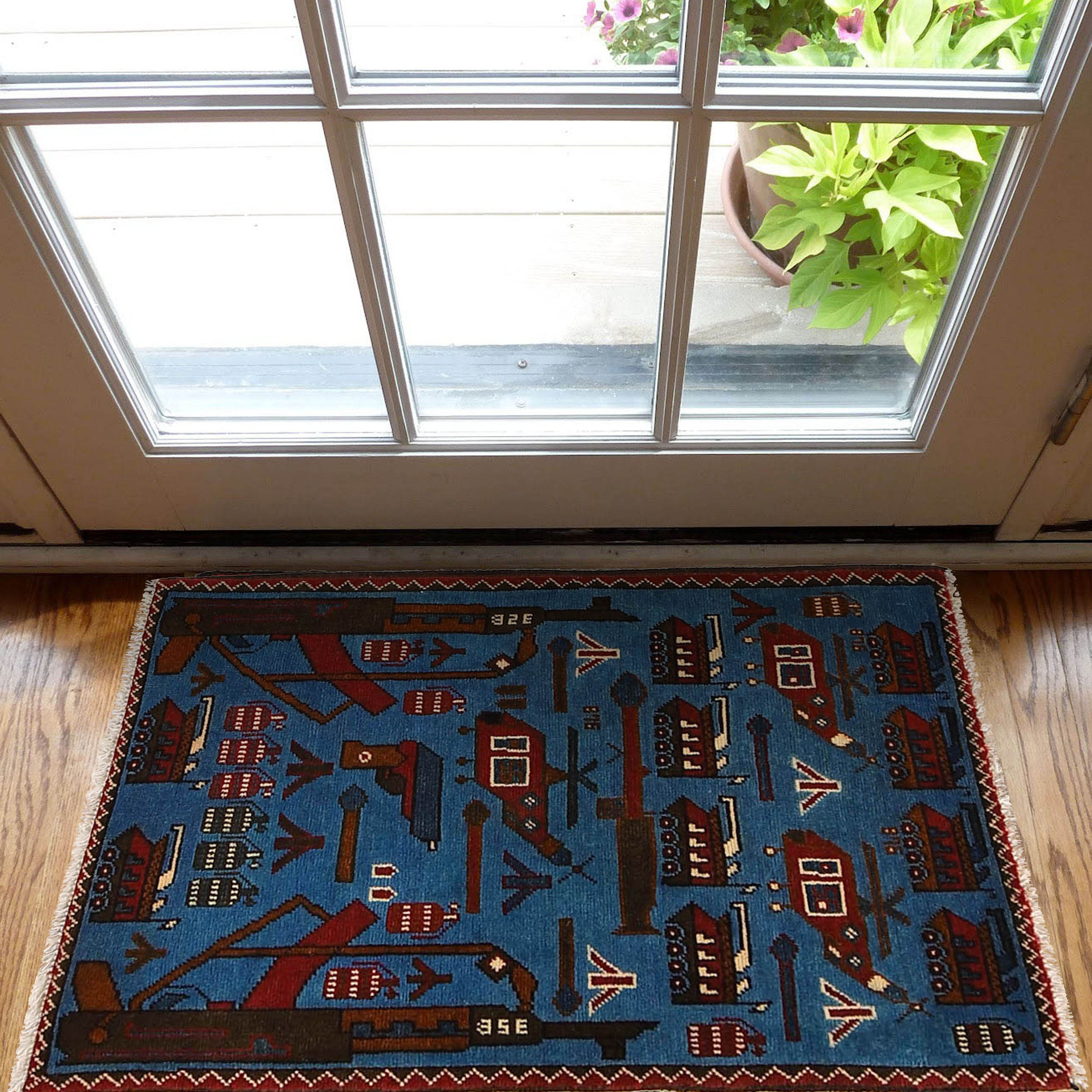 Cultural Afghan Weapons Art Rug 2.8x1.8 ft