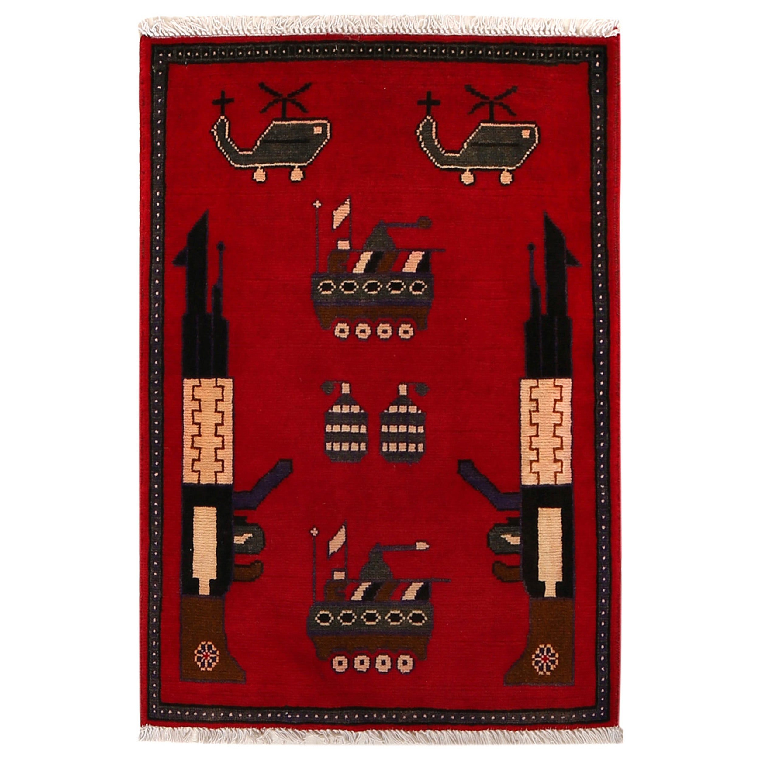 Afghan War Collector Weapons Rug 2.8x1.9 ft
