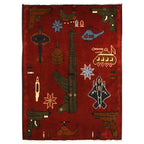 Afghan AK-47 Rug With Motifs 2.9x2.1 ft