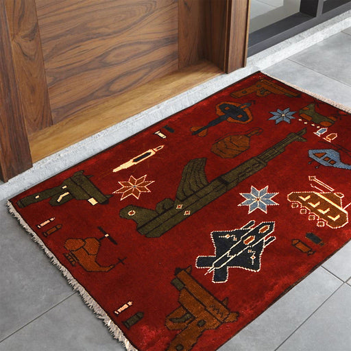 Handwoven Pashtun war rug, Afghan women artisans, handmade Afghan rug, 
