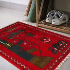 Authentic Afghan AK-47 Story Carpet 2.8x2 ft