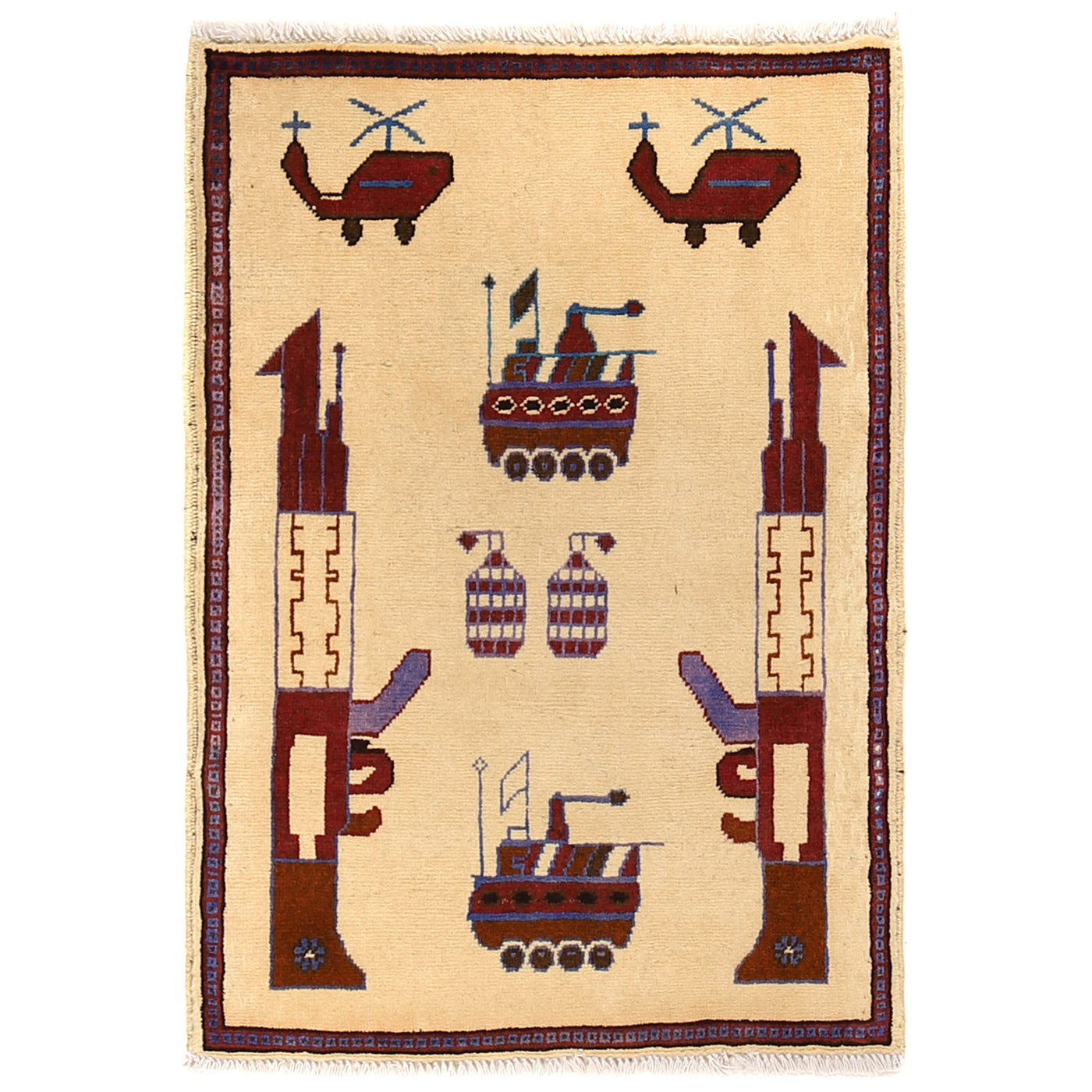 Afghan War Room Weapons Carpet 2.9x2 ft