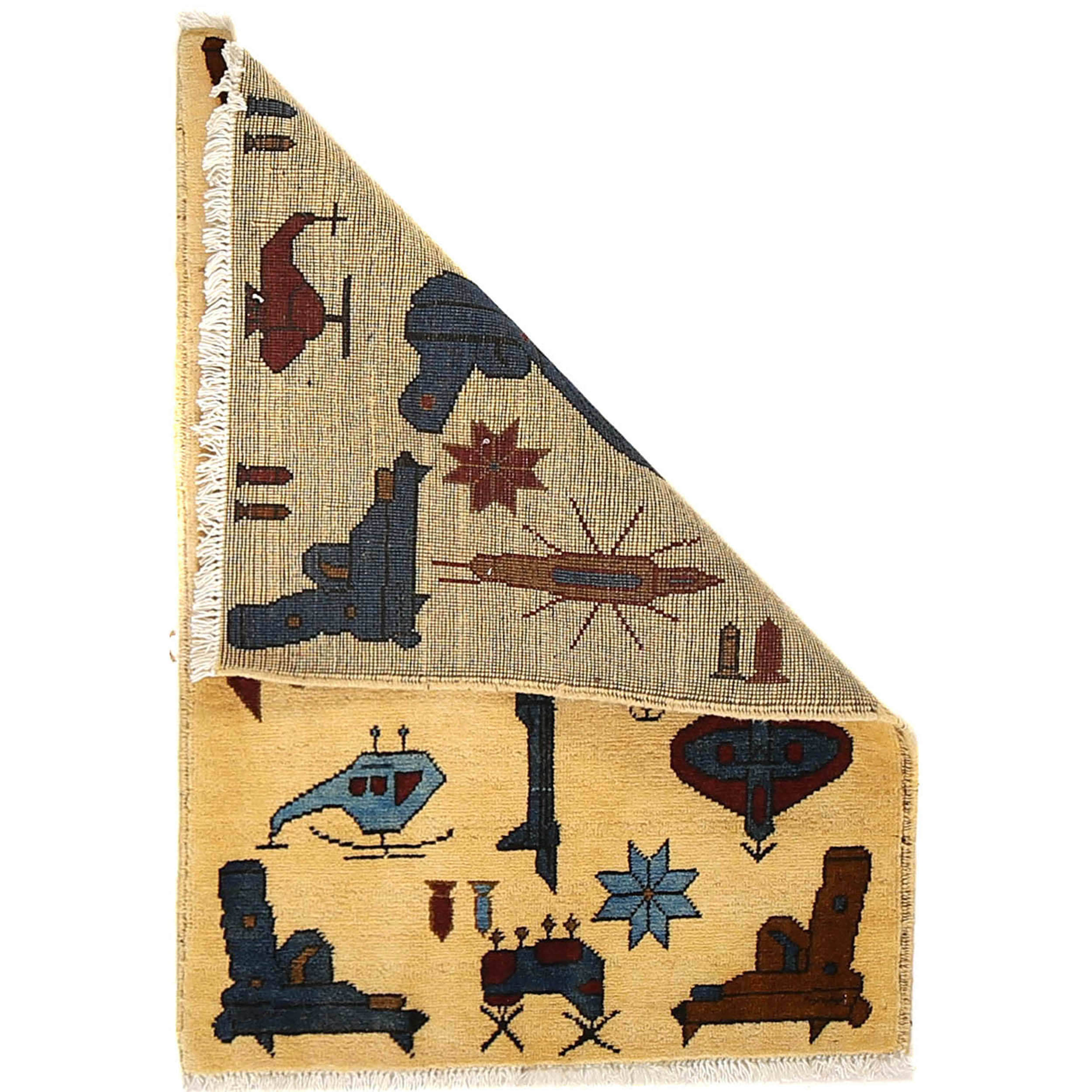 Afghan AK-47 Rug Tribal Heritage 2.9x1.9 ft