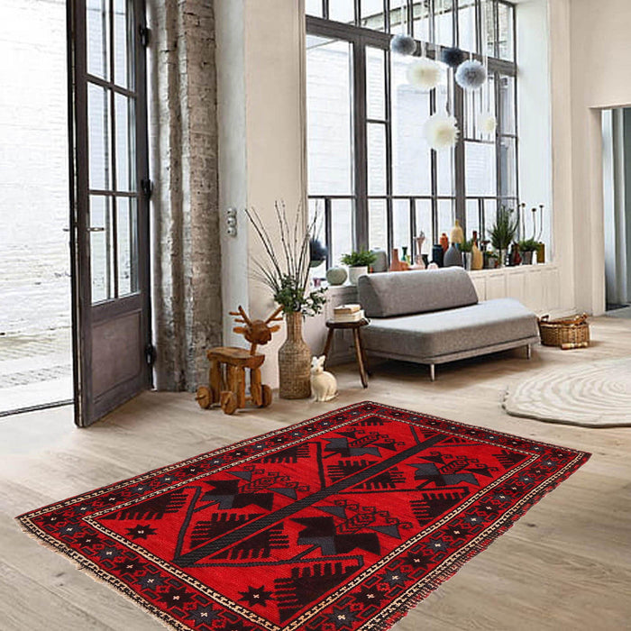 Traditional Afghan rug, hand-knotted Baluchi rug, Afghan wool rug, 