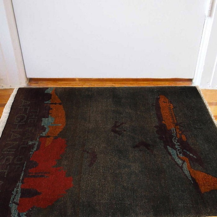 Traditional Afghan Falling Man Rug 2.8x2 ft