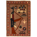 Afghan AK-47 Rug With Story 2.9x2 ft