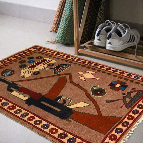 Afghan AK-47 Rug With Story 2.9x2 ft