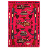 Afghan Unique Tribal Weapons Symbol Carpet 3.9x2.6 ft