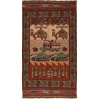 Historical Afghan War Tanks & Helicopter Carpet 4.4x2.5 ft