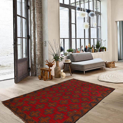 Hand-knotted Afghan rug, traditional Balochi wool rug, handmade Afghan wool rug, 