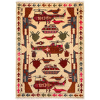Collector’s Afghan War Weapons Rug 3.9x2.7 ft