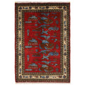 Vintage Tribal Weapons Symbol Rug 4.7x3.3 ft