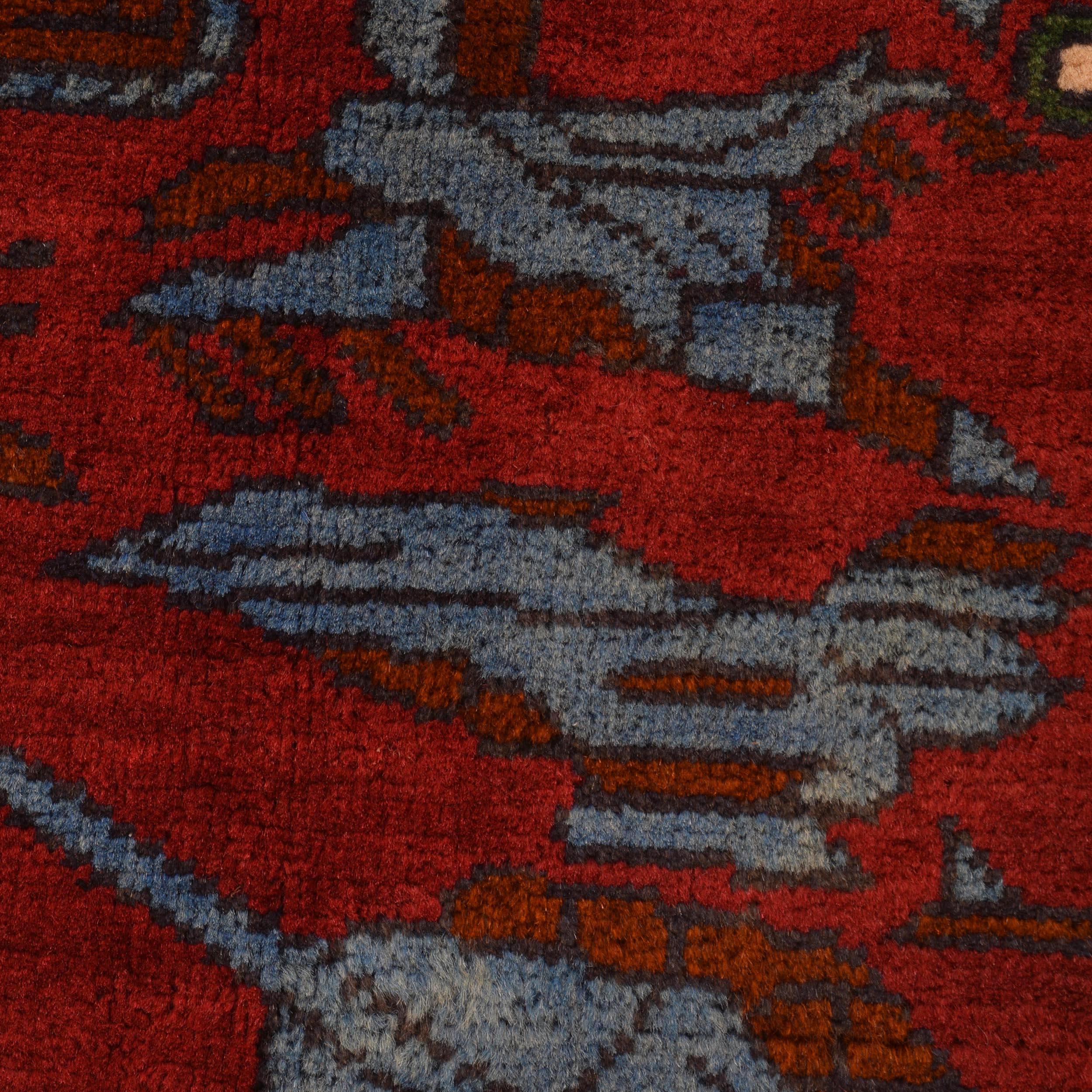 Vintage Tribal Weapons Symbol Rug 4.7x3.3 ft