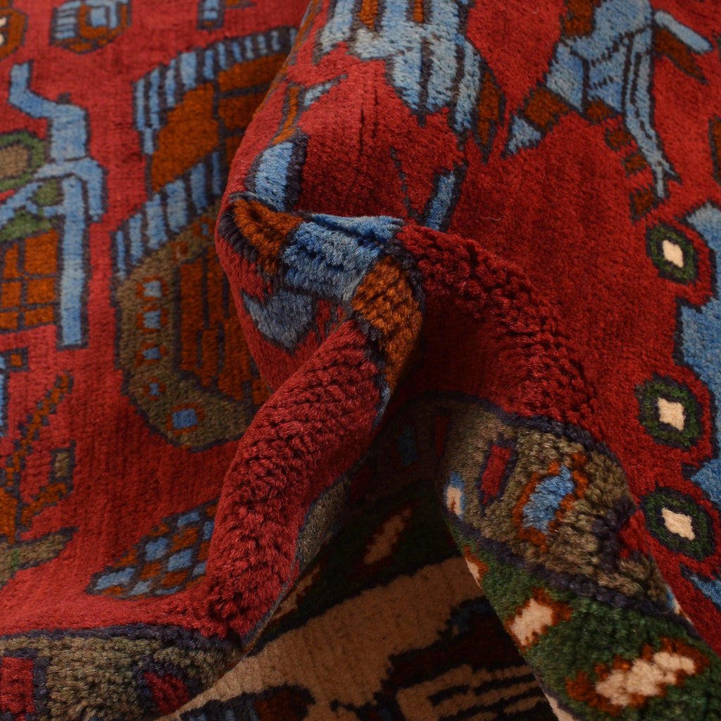 Vintage Tribal Weapons Symbol Rug 4.7x3.3 ft