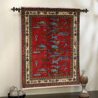 Vintage Tribal Weapons Symbol Rug 4.7x3.3 ft