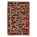 Afghan War Weapons Artisan Woven Carpet 3.9x2.5 ft