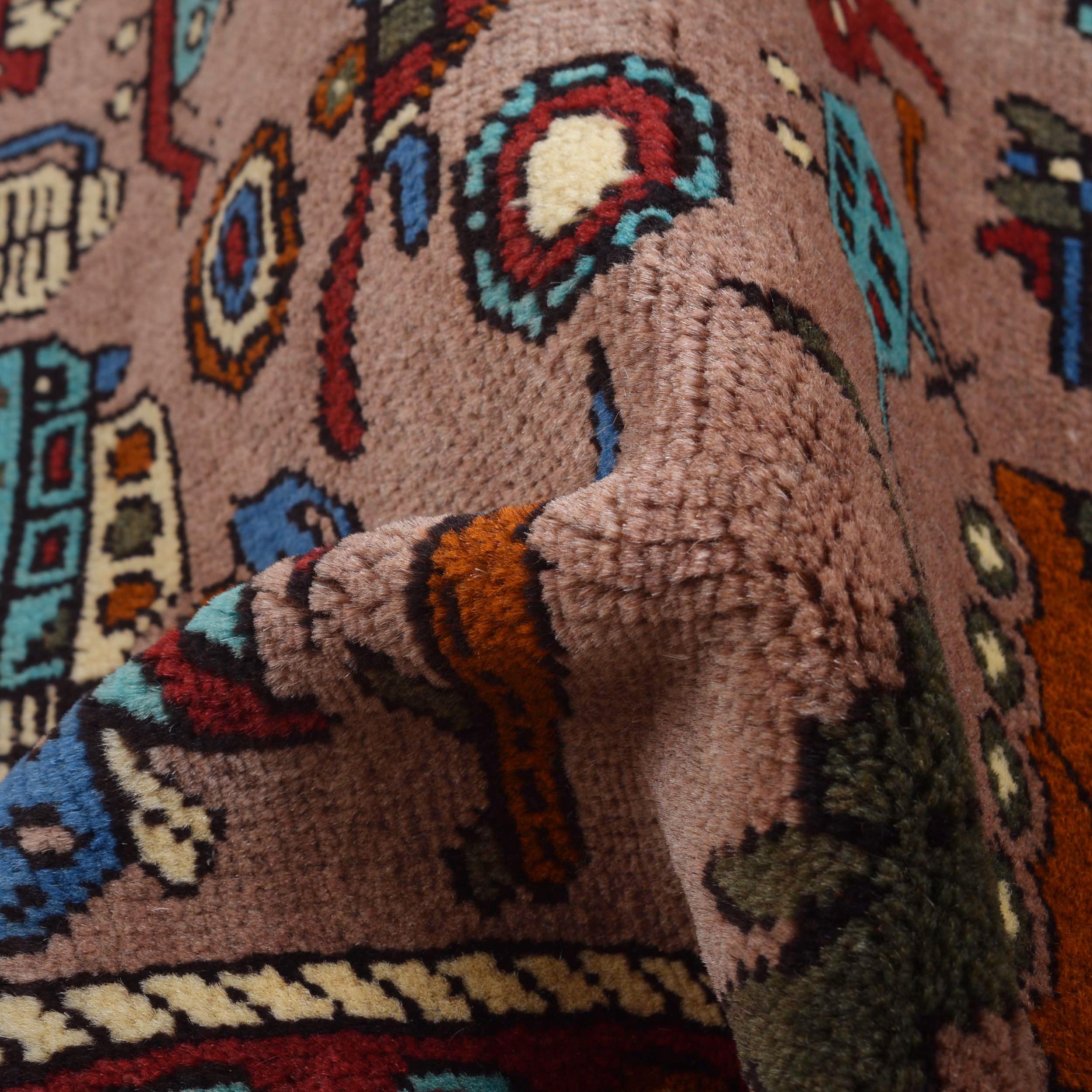 Afghan War Weapons Artisan Woven Carpet 3.9x2.5 ft