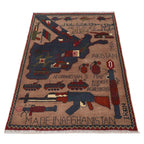 Traditional Battle Story War Rug 3.9x2.6 ft
