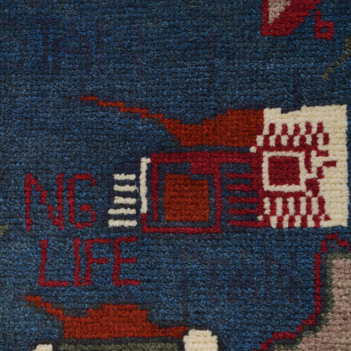 Traditional Battle Story War Rug 3.9x2.6 ft