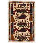 Handcrafted Heritage War Weapons Carpet 4.4x2.8 ft