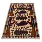 Handcrafted Heritage War Weapons Carpet 4.4x2.8 ft