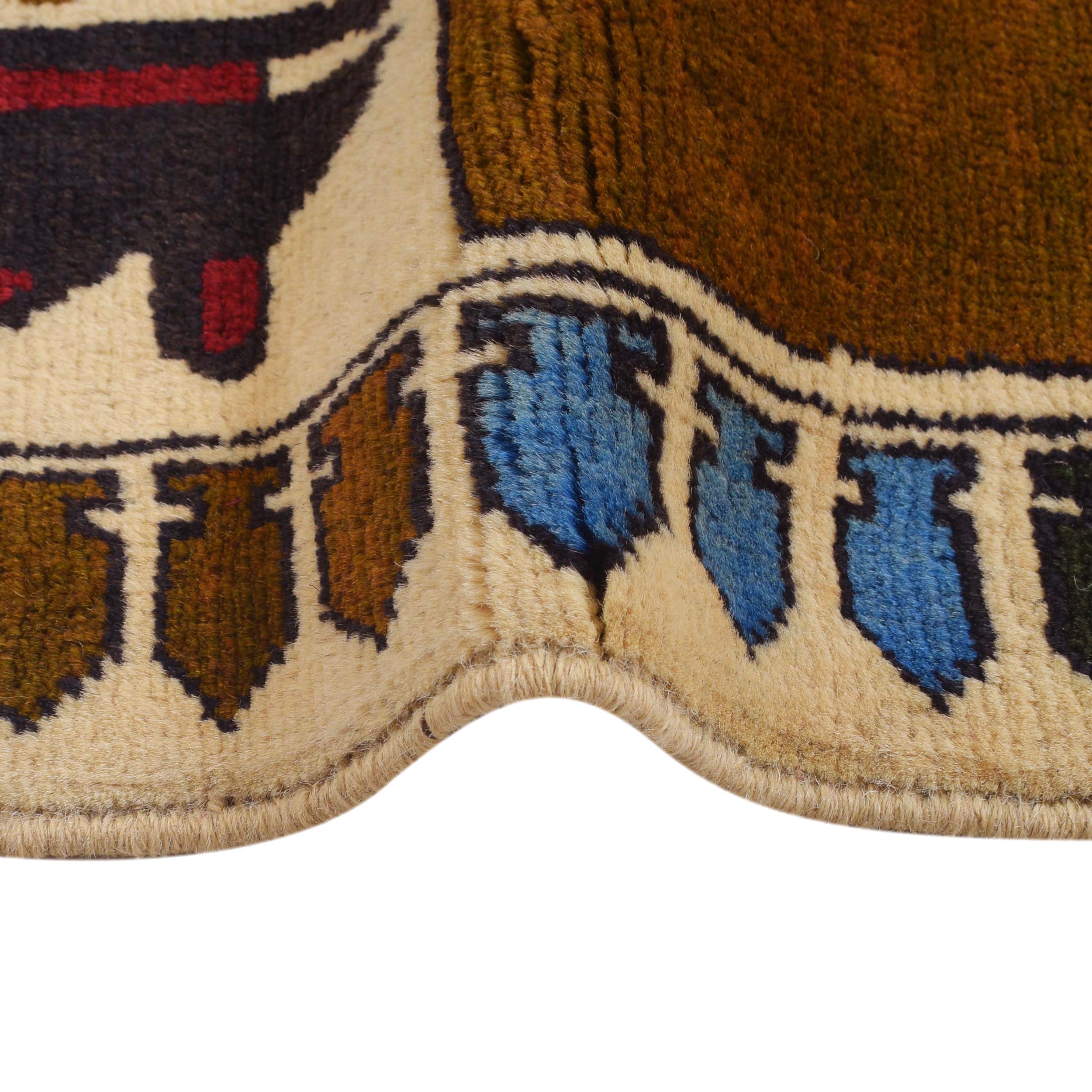 Handcrafted Heritage War Weapons Carpet 4.4x2.8 ft