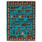 Afghan Helicopter War Story Rug 4.7x3.4 ft
