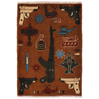 Afghan AK-47 Rug With Weapons 2.8x2 ft