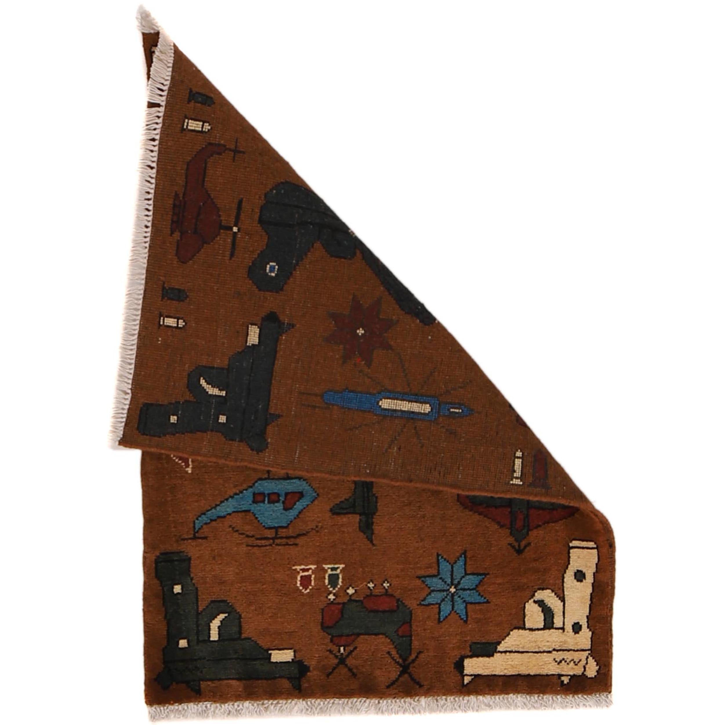 Afghan AK-47 Rug With Weapons 2.8x2 ft
