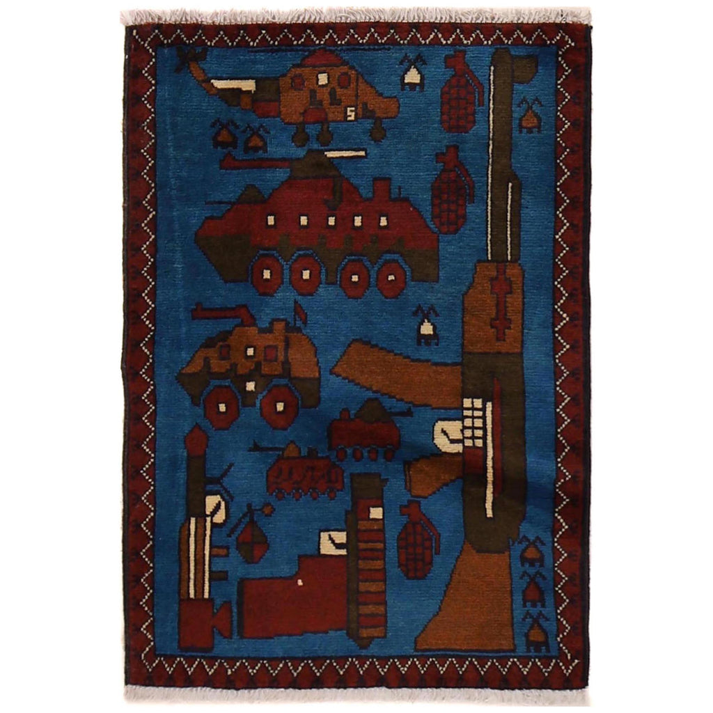Afghan AK-47 Rug Collector Decor 2.9x2 ft