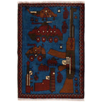 Afghan AK-47 Rug Collector Decor 2.9x2 ft