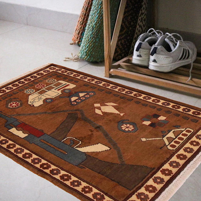 Afghan AK-47 Rug Authentic War 2.9x2 ft