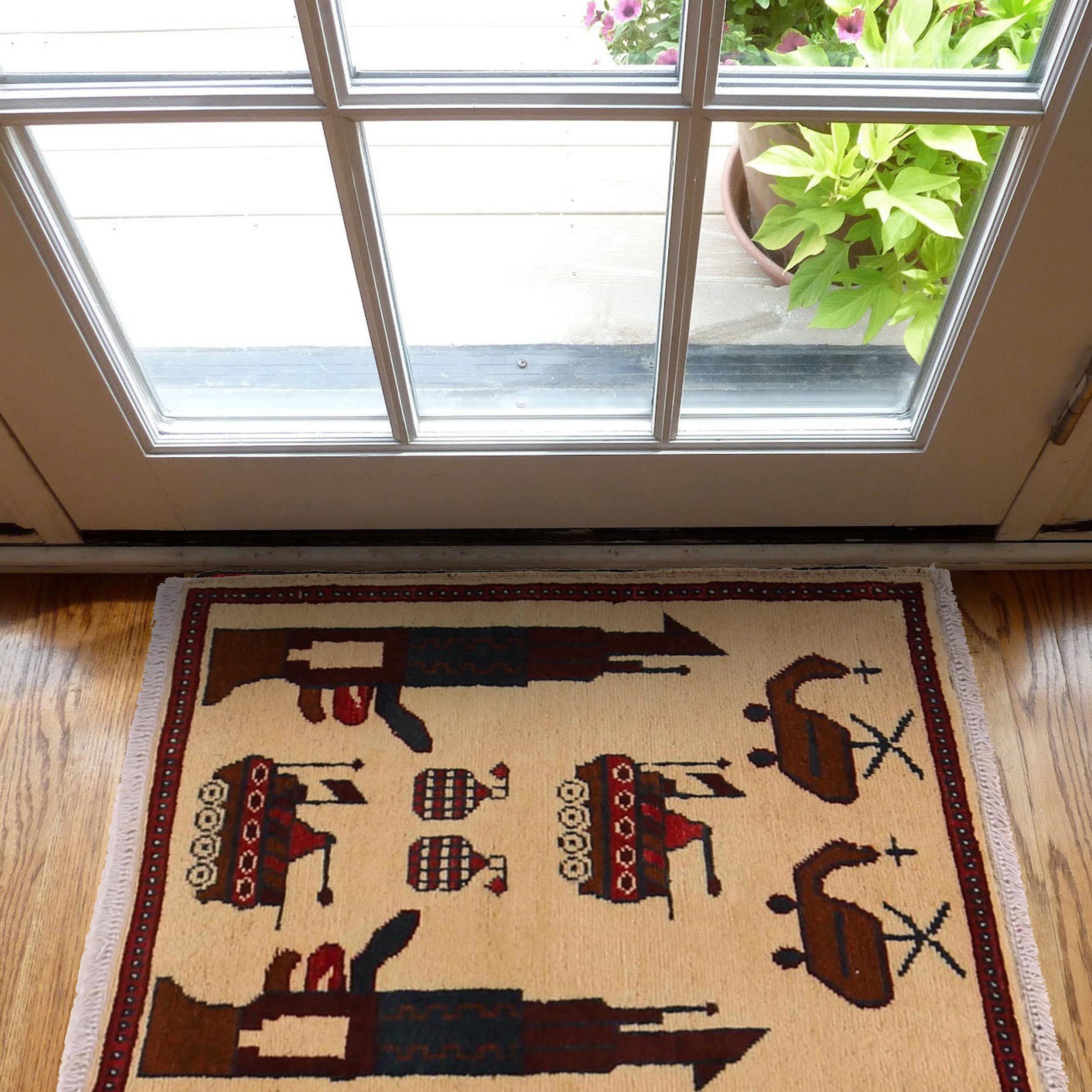 Afghan Weapons Rug Tribal Story 2.5x1.9 ft
