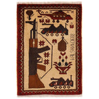 Afghan AK-47 Rug Artisan War 2.9x2 ft