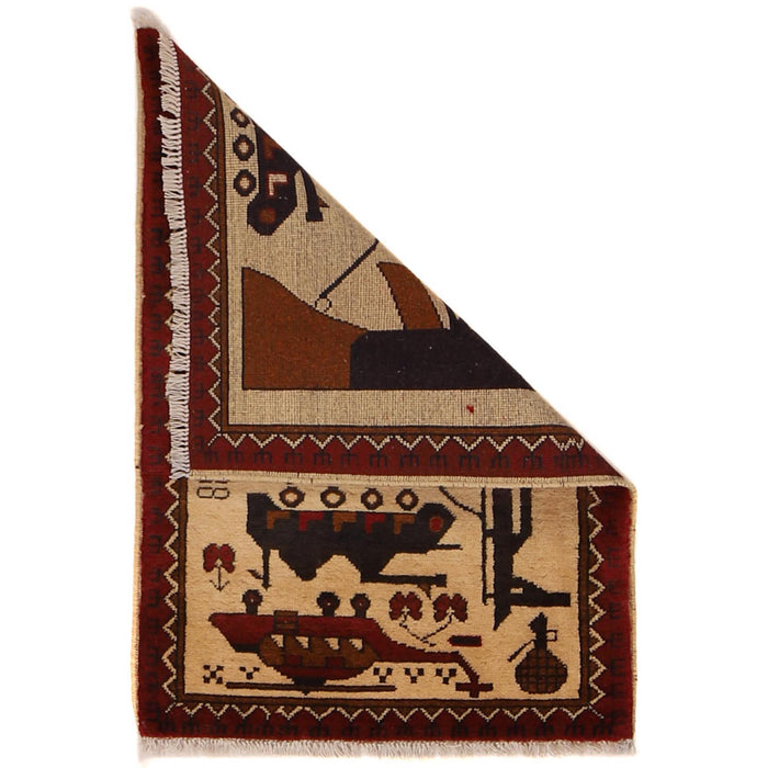 Afghan AK-47 Rug Artisan War 2.9x2 ft