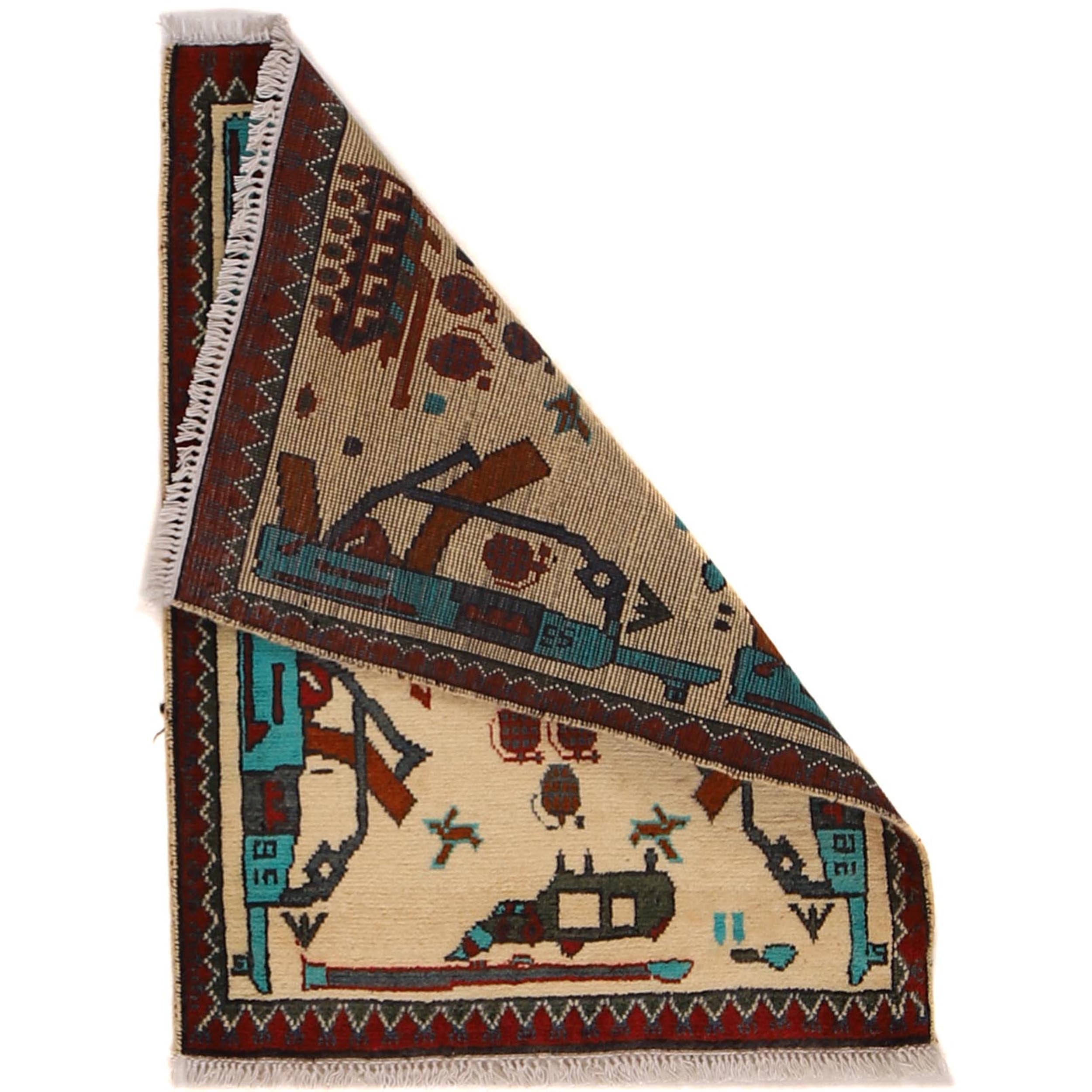 Afghan Weapons Rug Storytelling Art 2.8x2.1 ft