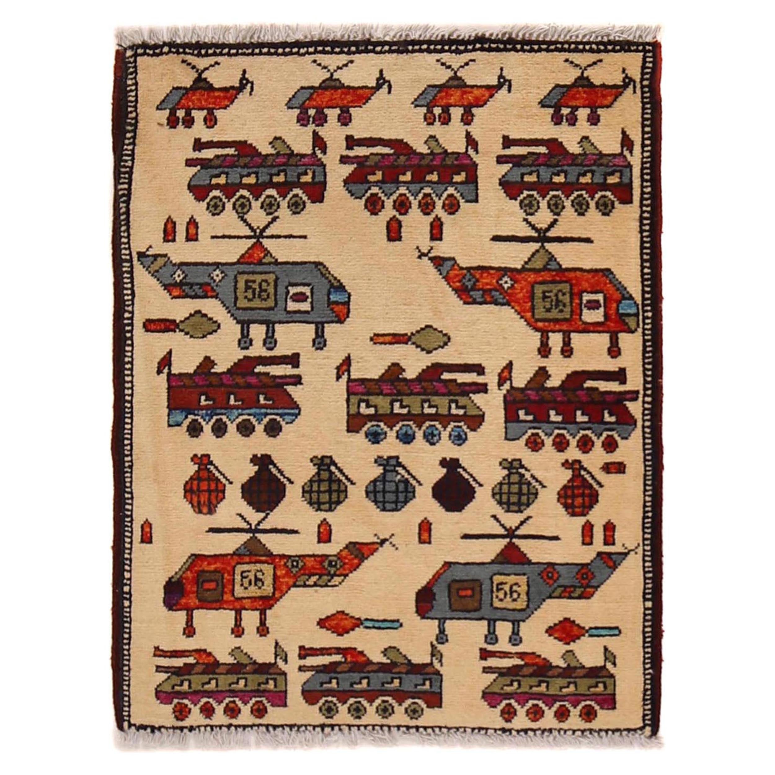 Afghan Handwoven Rug Heritage Carpet 2.5x2 ft