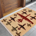 Afghan Airplane Rug Unique Collectible 2.4x2 ft