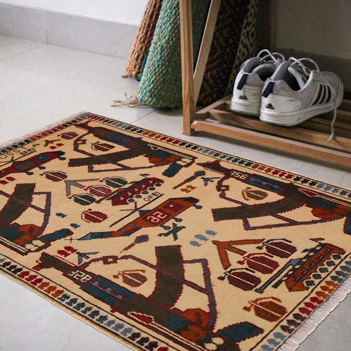Afghan Weapons Rug Traditional Art 2.9x1.9 ft