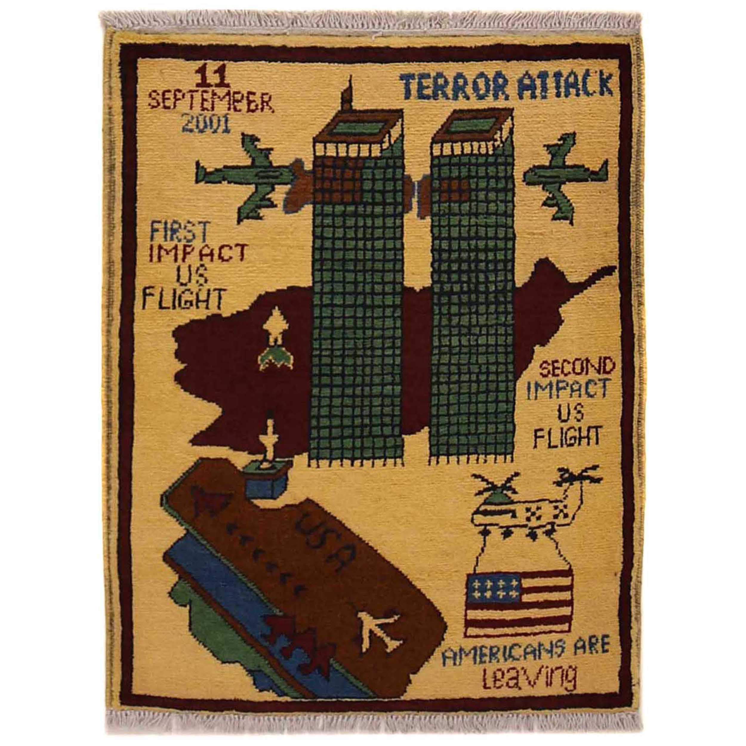 Afghan 9/11 Rug Collector Story2.5x1.9 ft
