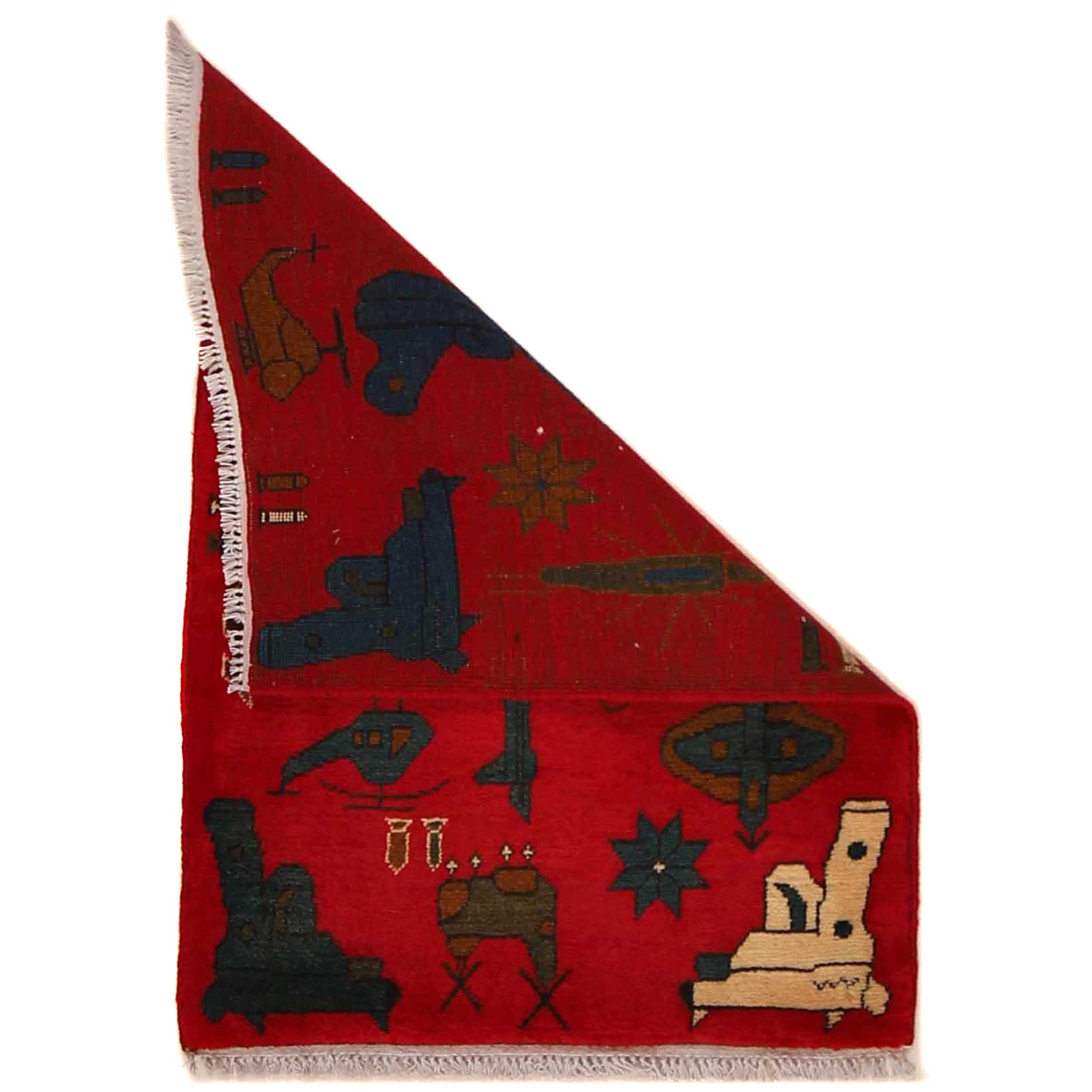 Afghan AK-47 Rug Artisan Symbols 2.7x2 ft