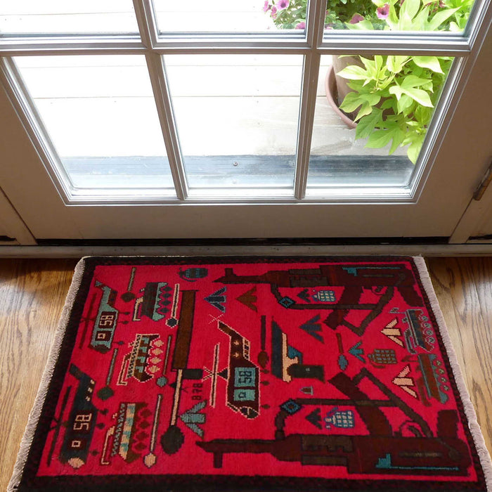 Afghan Weapons Rug Symbol Storytelling 2.5x1.8 ft