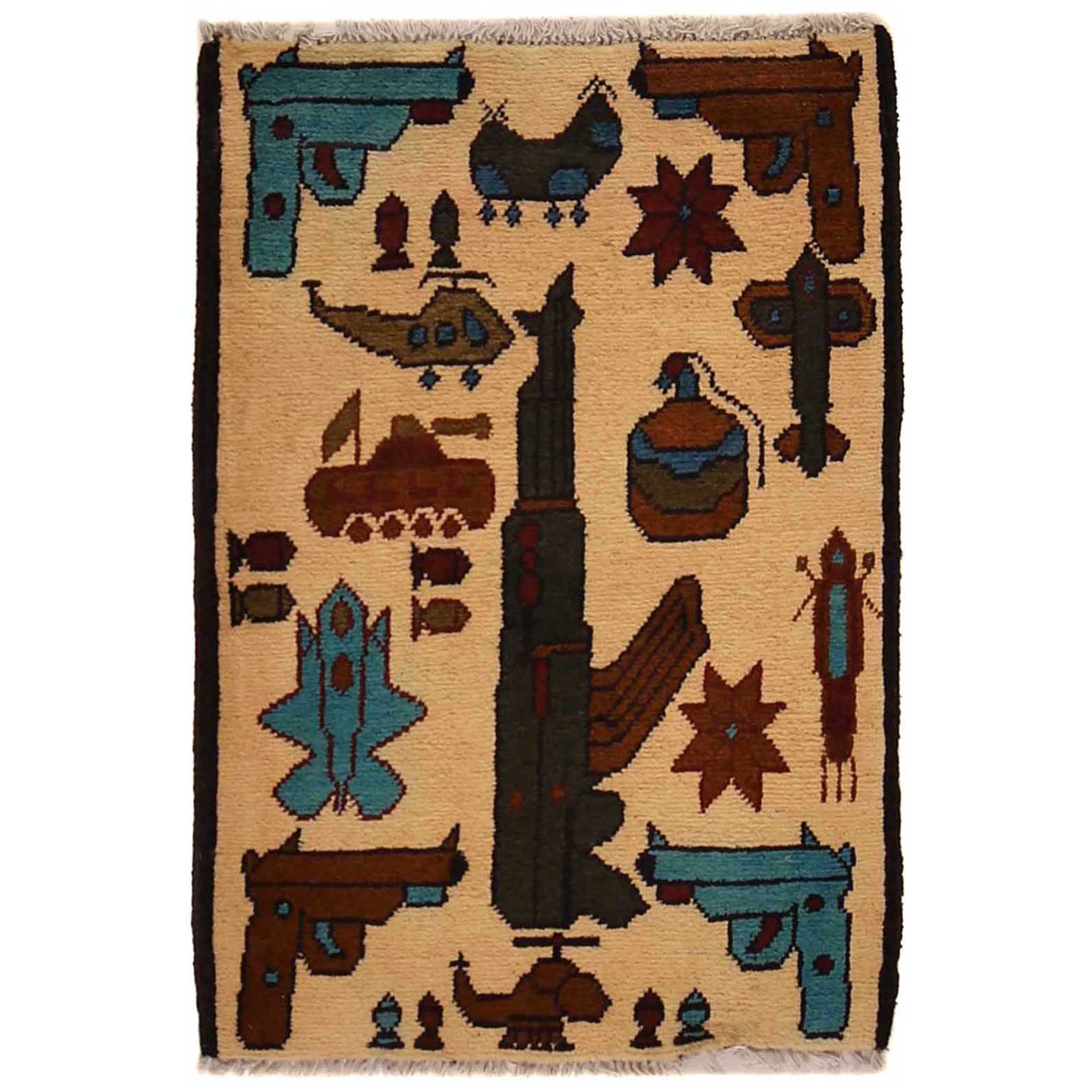 Afghan AK-47 Rug Collector Heritage 2.8x1.9 ft