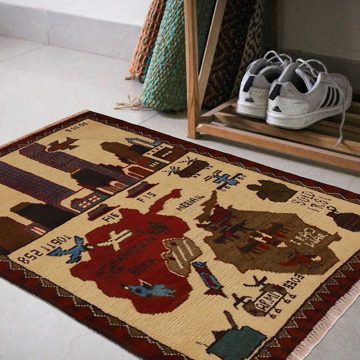 Afghan 9/11 Rug War Symbolic 2.8x2 ft